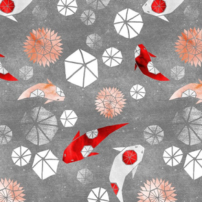 Hexagons and Octagons: Kanoodling Koi on grey