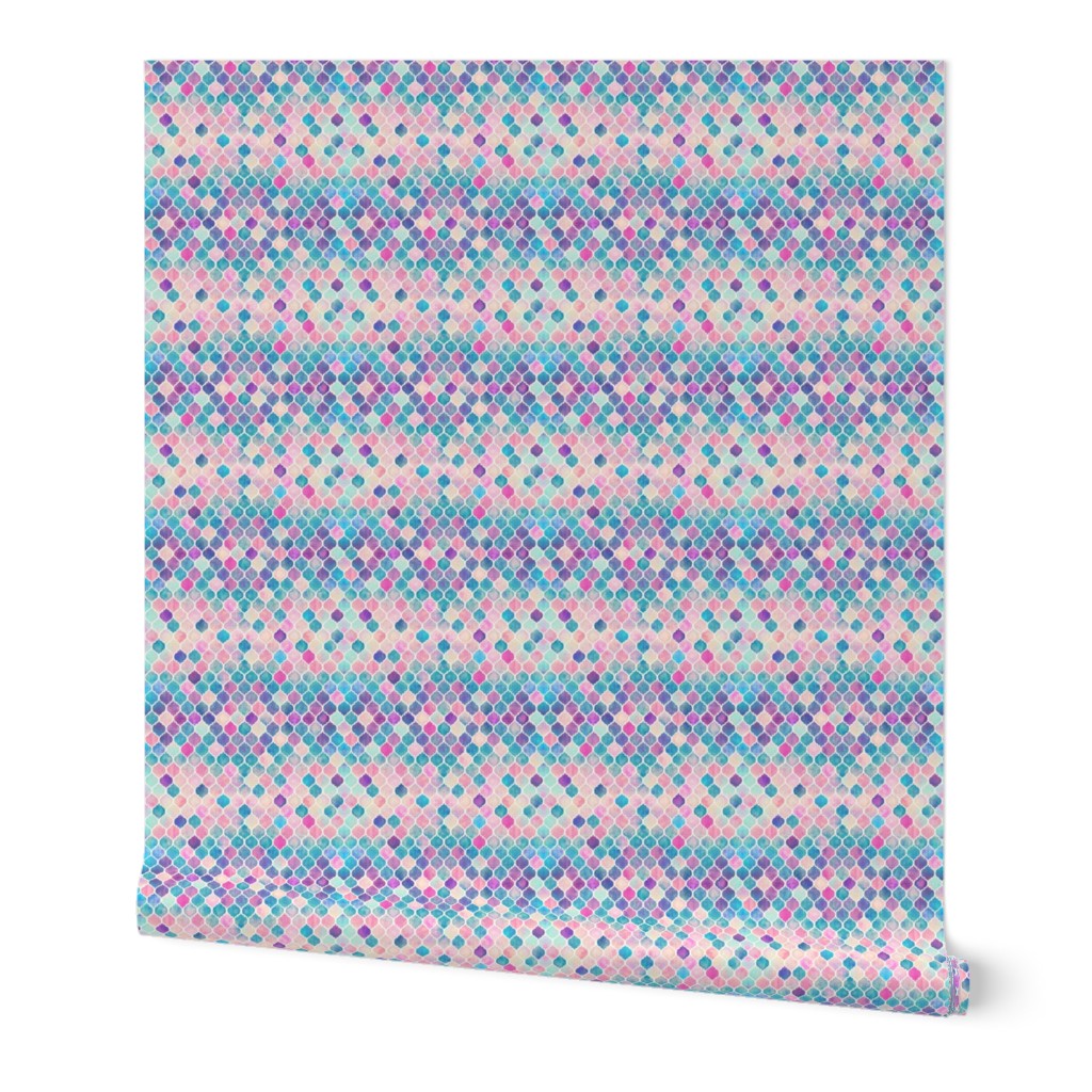 Extra Tiny Rainbow Pastel Watercolor Moroccan Pattern