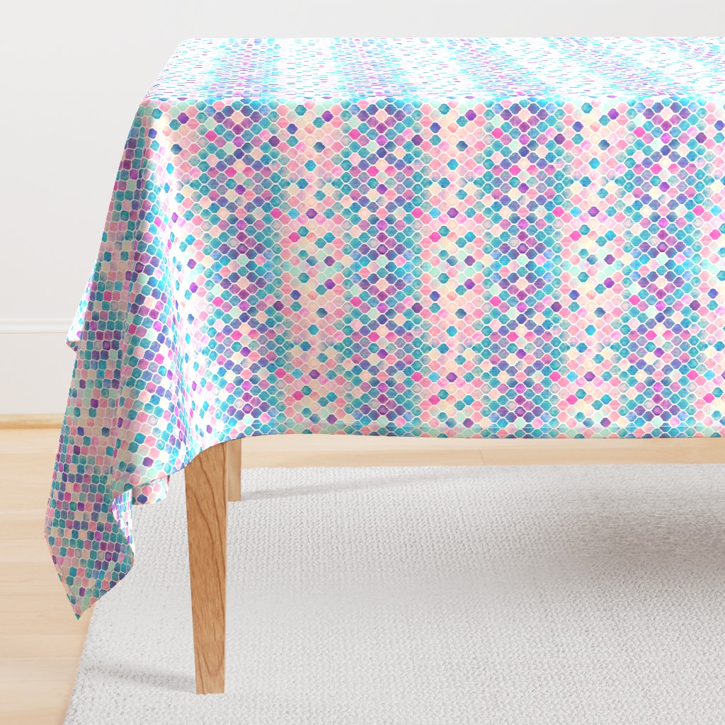 Extra Tiny Rainbow Pastel Watercolor Moroccan Pattern