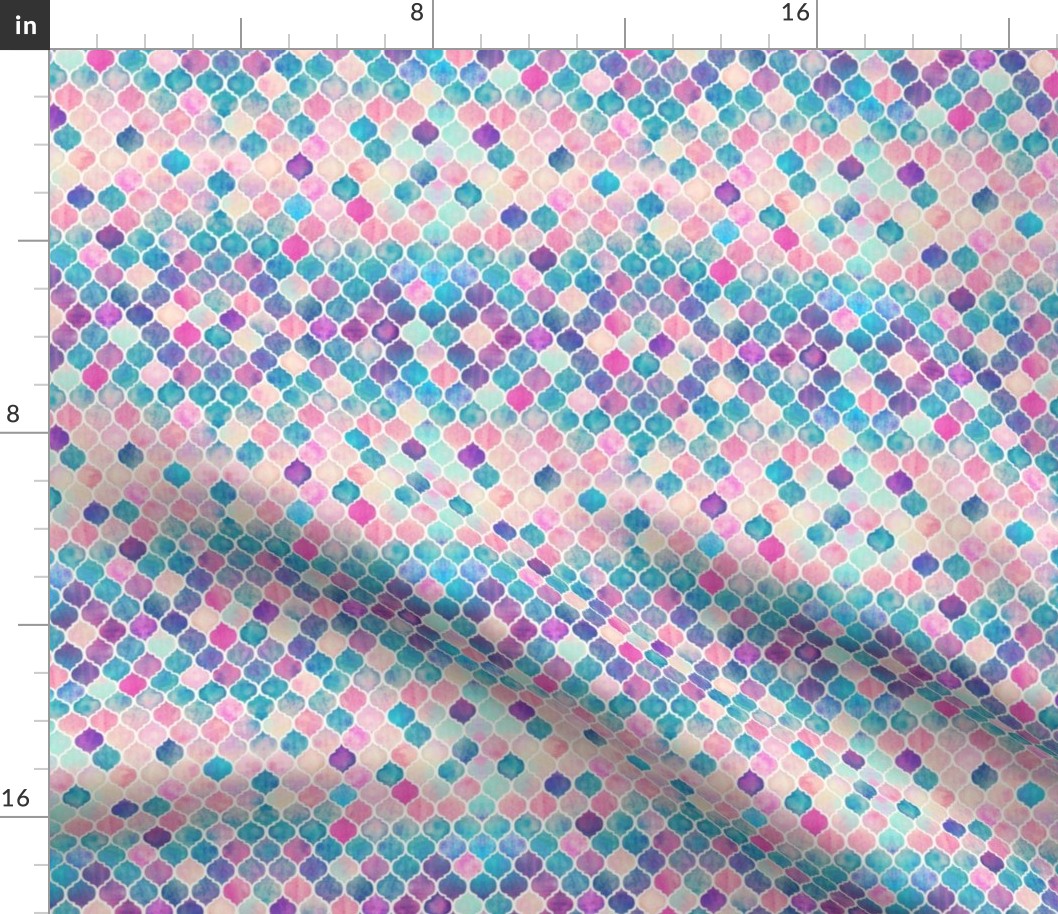 Extra Tiny Rainbow Pastel Watercolor Moroccan Pattern
