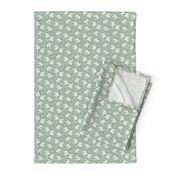 Tiny Laughing Baby Elephants - monochrome sage green and cream