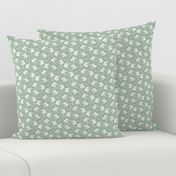 Tiny Laughing Baby Elephants - monochrome sage green and cream