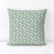 Tiny Laughing Baby Elephants - monochrome sage green and cream