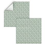 Tiny Laughing Baby Elephants - monochrome sage green and cream