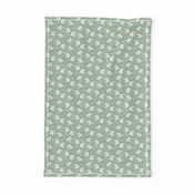 Tiny Laughing Baby Elephants - monochrome sage green and cream