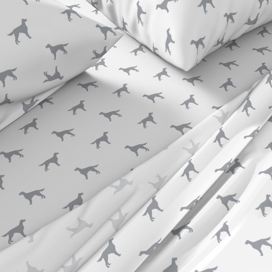 Irish Setter dog fabric silhouette pattern white grey