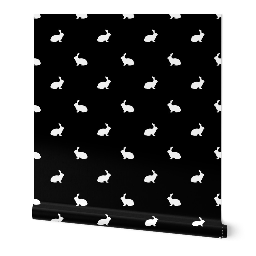 Rabbit fabric silhouette pattern black