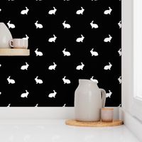 Rabbit fabric silhouette pattern black