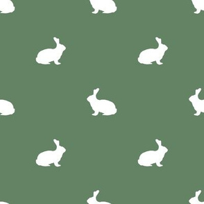 Rabbit fabric silhouette pattern green