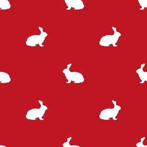 Rabbit fabric silhouette pattern red