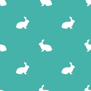 Rabbit fabric silhouette pattern turquoise