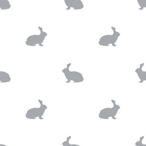 Rabbit fabric silhouette pattern white grey