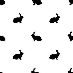 Rabbit fabric silhouette pattern white