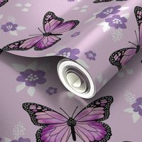 butterfly fabric // monarch butterflies spring florals design andrea lauren fabric - purple