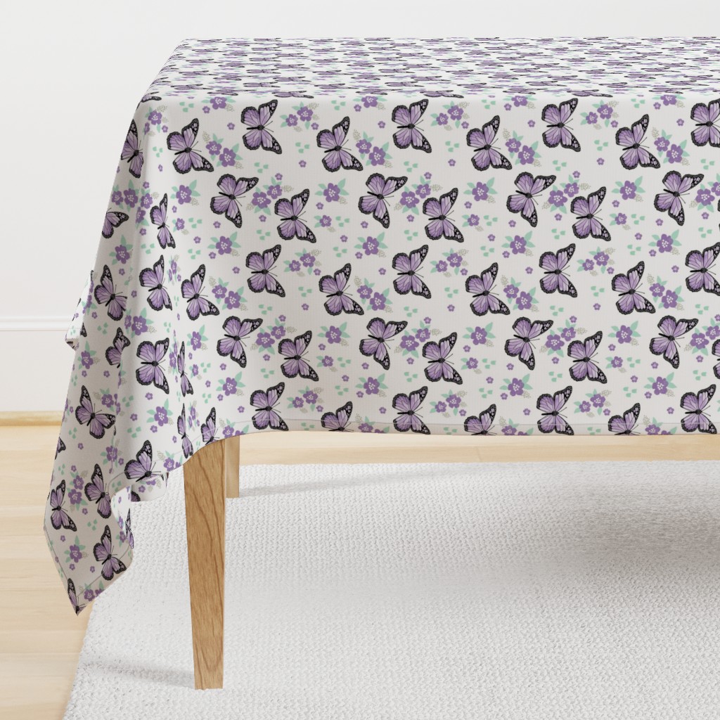 butterfly fabric // monarch butterflies spring florals design andrea lauren fabric - purple