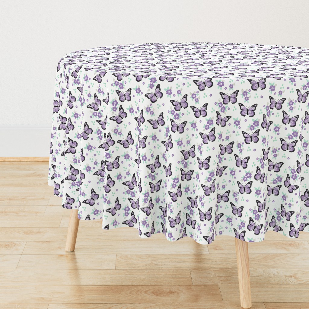 butterfly fabric // monarch butterflies spring florals design andrea lauren fabric - purple