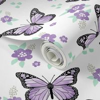 butterfly fabric // monarch butterflies spring florals design andrea lauren fabric - purple