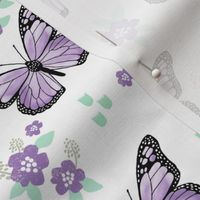 butterfly fabric // monarch butterflies spring florals design andrea lauren fabric - purple
