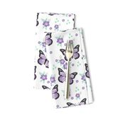 butterfly fabric // monarch butterflies spring florals design andrea lauren fabric - purple