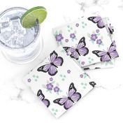 butterfly fabric // monarch butterflies spring florals design andrea lauren fabric - purple