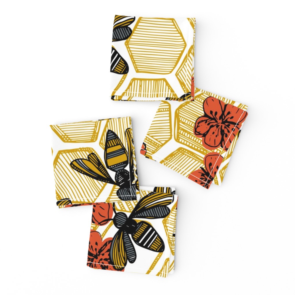 Honey Bee Hexagon Large