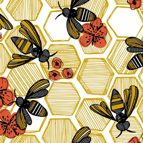 Honey Bee Hexagon Large