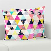 Colorful Summer Floral Triangle Wholecloth // Cheater Quilt 