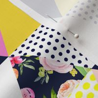 Colorful Summer Floral Triangle Wholecloth // Cheater Quilt 