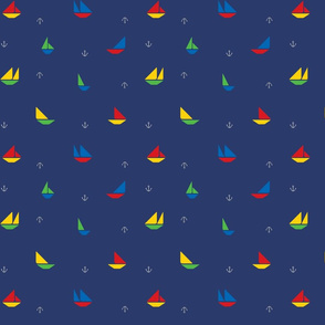 Ship Shapes Ditsy - Primary Navy