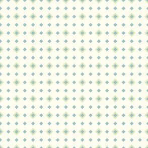 Seamless Spring Green and Blue Green Polka Maxi Diamonds on Cream Background