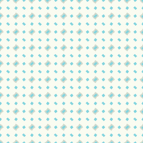 Seamless Seafoam Green and Turquoise Skewed Diamonds on Cream Background