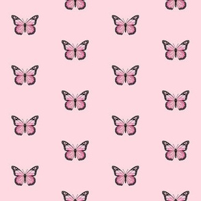 monarch butterfly fabric // simple sweet butterflies design nursery baby girls fabric - pink