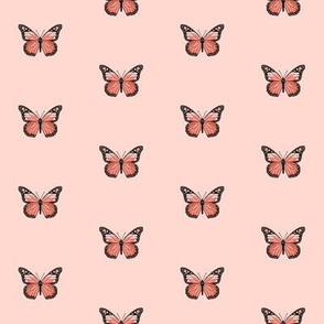 monarch butterfly fabric // simple sweet butterflies design nursery baby girls fabric - peach