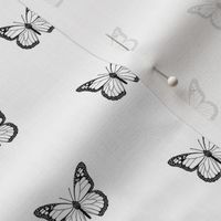 monarch butterfly fabric // simple sweet butterflies design nursery baby girls fabric - black and white