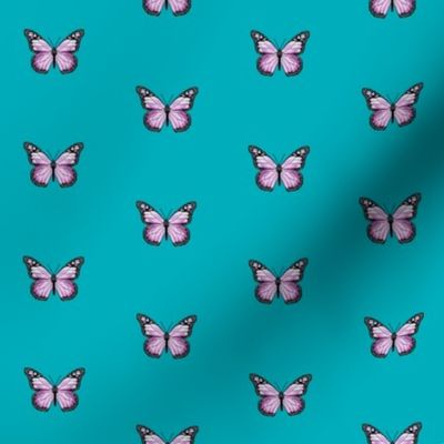 monarch butterfly fabric // simple sweet butterflies design nursery baby girls fabric - lavender and turquoise