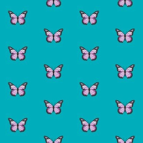 monarch butterfly fabric // simple sweet butterflies design nursery baby girls fabric - lavender and turquoise