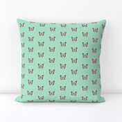 monarch butterfly fabric // simple sweet butterflies design nursery baby girls fabric -  mint