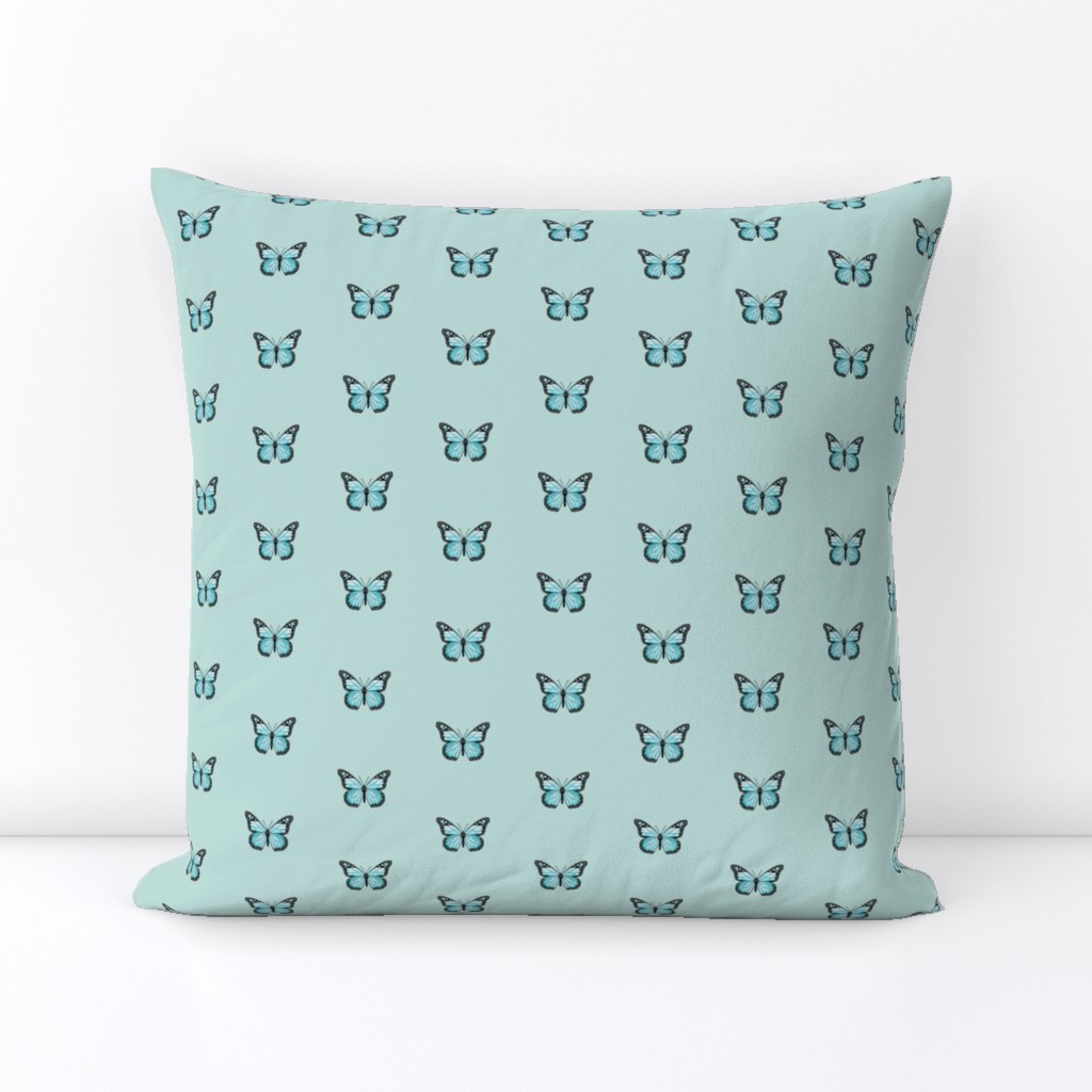 monarch butterfly fabric // simple sweet butterflies design nursery baby girls fabric - turquoise