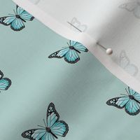monarch butterfly fabric // simple sweet butterflies design nursery baby girls fabric - turquoise