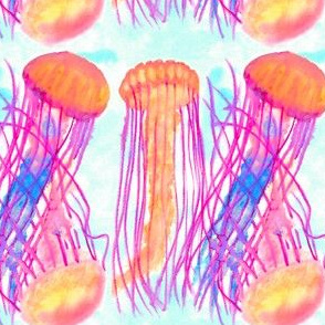 Watercolor Neon Jellyfish