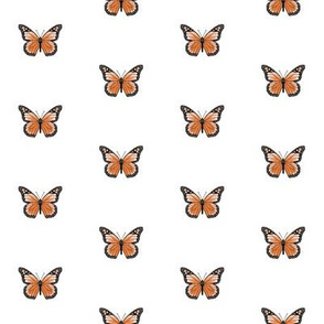 monarch butterfly fabric // simple sweet butterflies design nursery baby girls fabric - white and orange