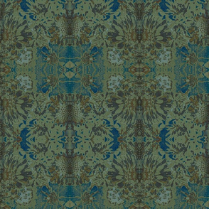 Muted Blue Fall Flower Paisley