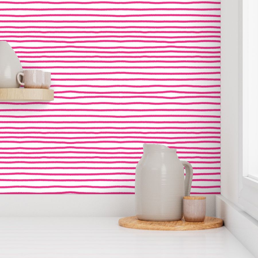 Sketchy Stripes // Medium Hot Pink