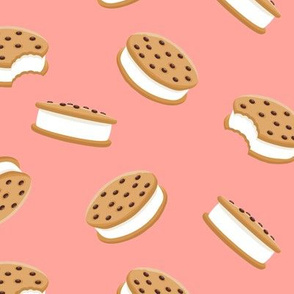 cookie sandwich ice-cream - summer fabric salmon