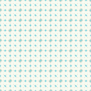 Seamless Aqua & Taupe Rippled Diamonds on Cream Background