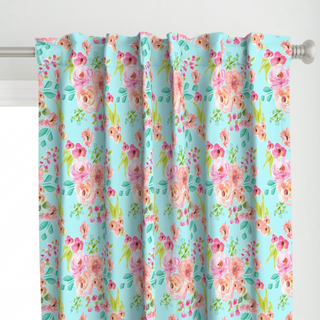 bright and cheery floral dark mint