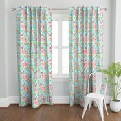 bright and cheery floral dark mint