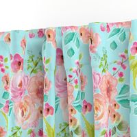 bright and cheery floral dark mint