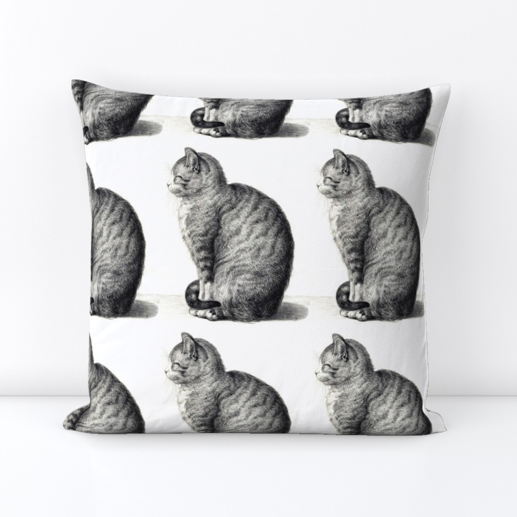 vintage retro kitsch whimsical black cats kittens monochrome black white sitting 