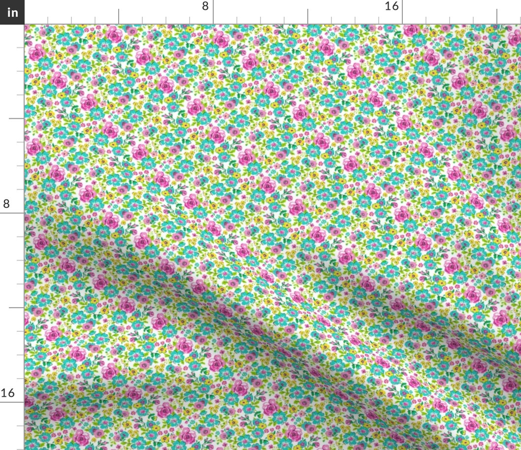 Ditsy Flowers Floral with Pink Tiny Small